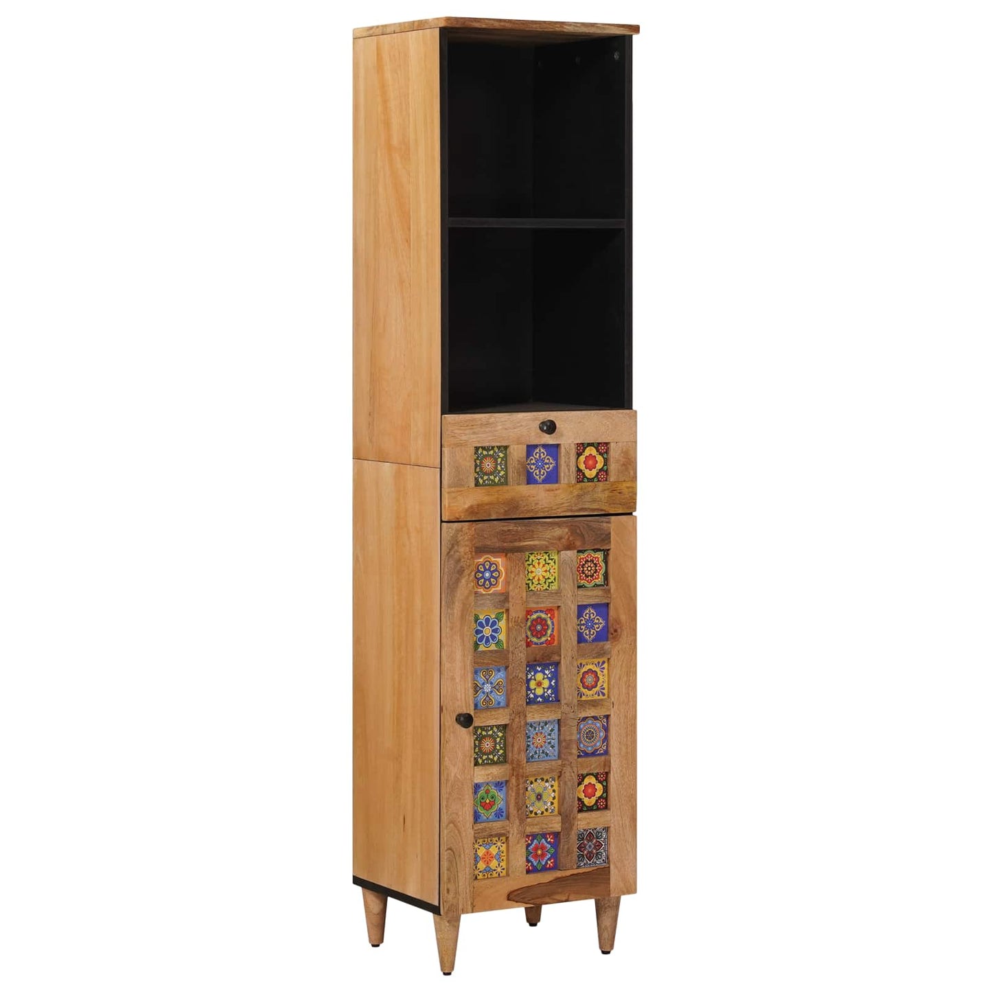 vidaXL Bathroom Furniture Set with Door 5 pcs Natural Solid Mango Wood