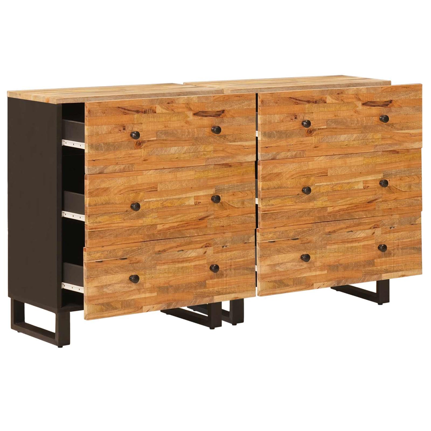 vidaXL Sideboard 2 pcs Brown 60 x 33 x 75 cm Solid Mango Wood