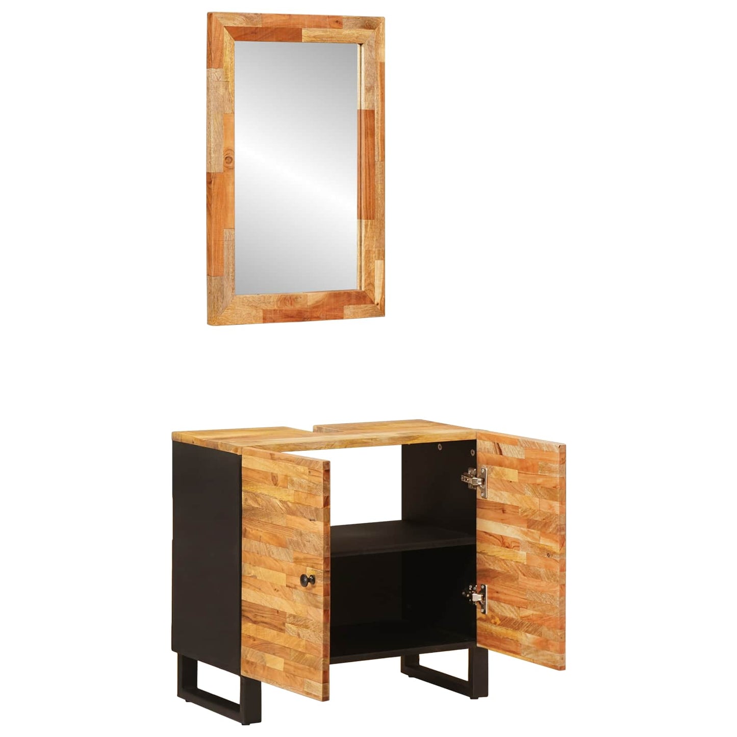 vidaXL Bathroom Sets with Storage 2 pcs Natural Solid Mango Wood