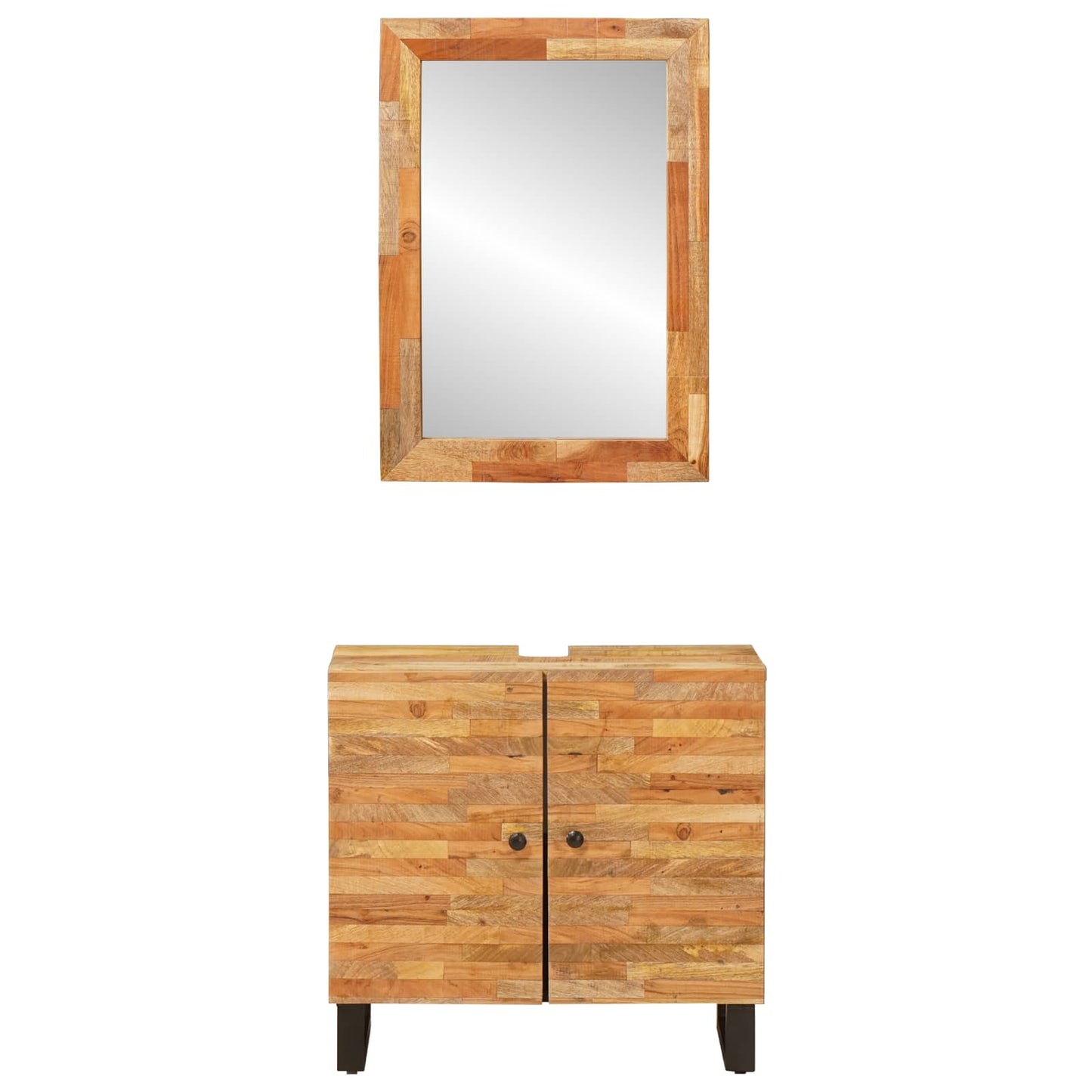 vidaXL Bathroom Sets with Storage 2 pcs Natural Solid Mango Wood