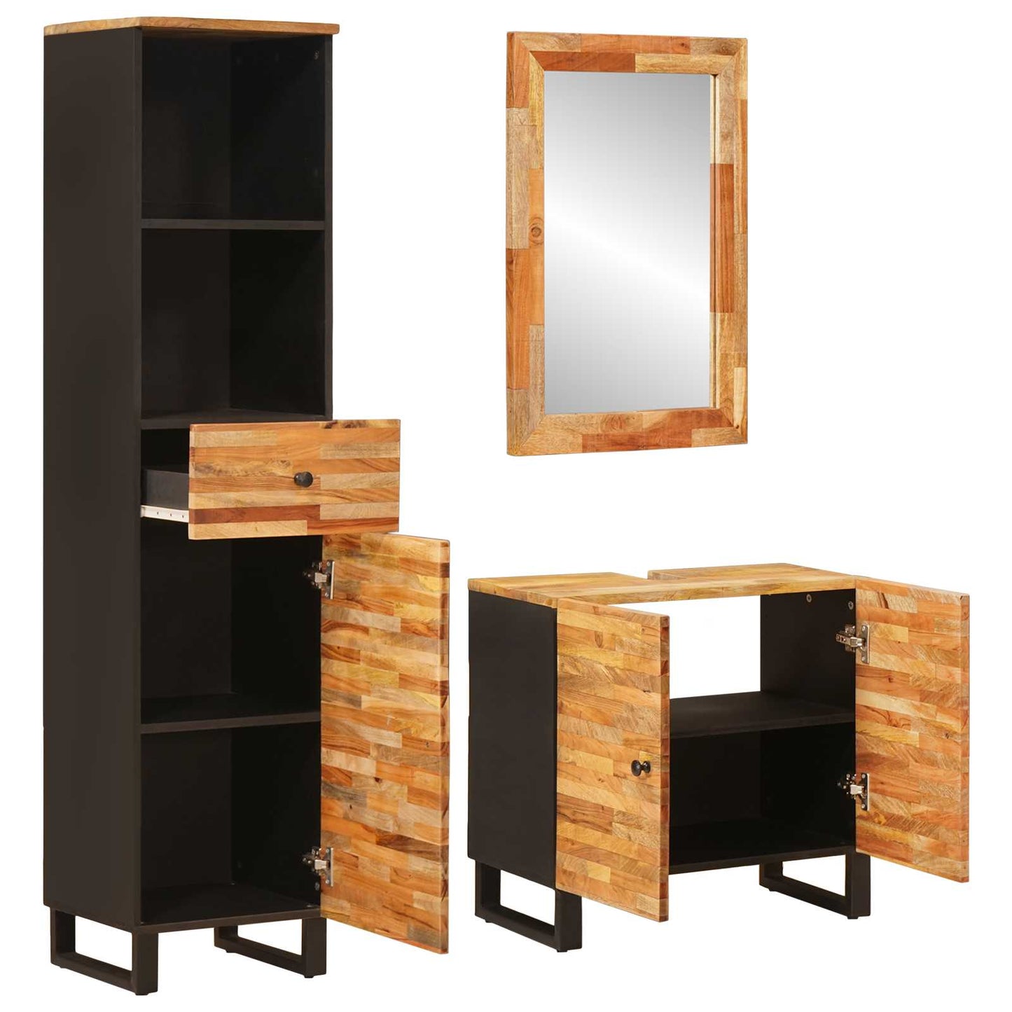 vidaXL Bathroom Sets with Drawer with Shelf Natural Solid Mango Wood