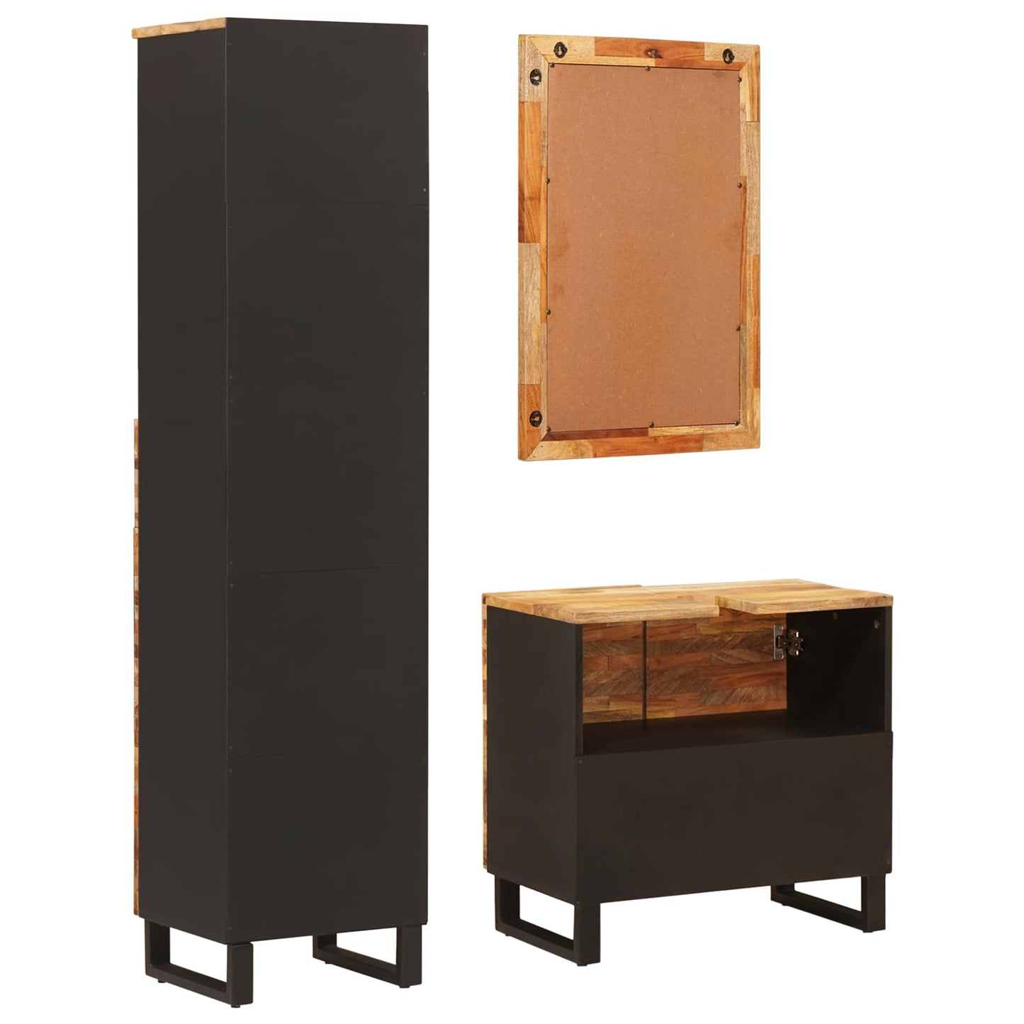 vidaXL Bathroom Sets with Drawer with Shelf Natural Solid Mango Wood