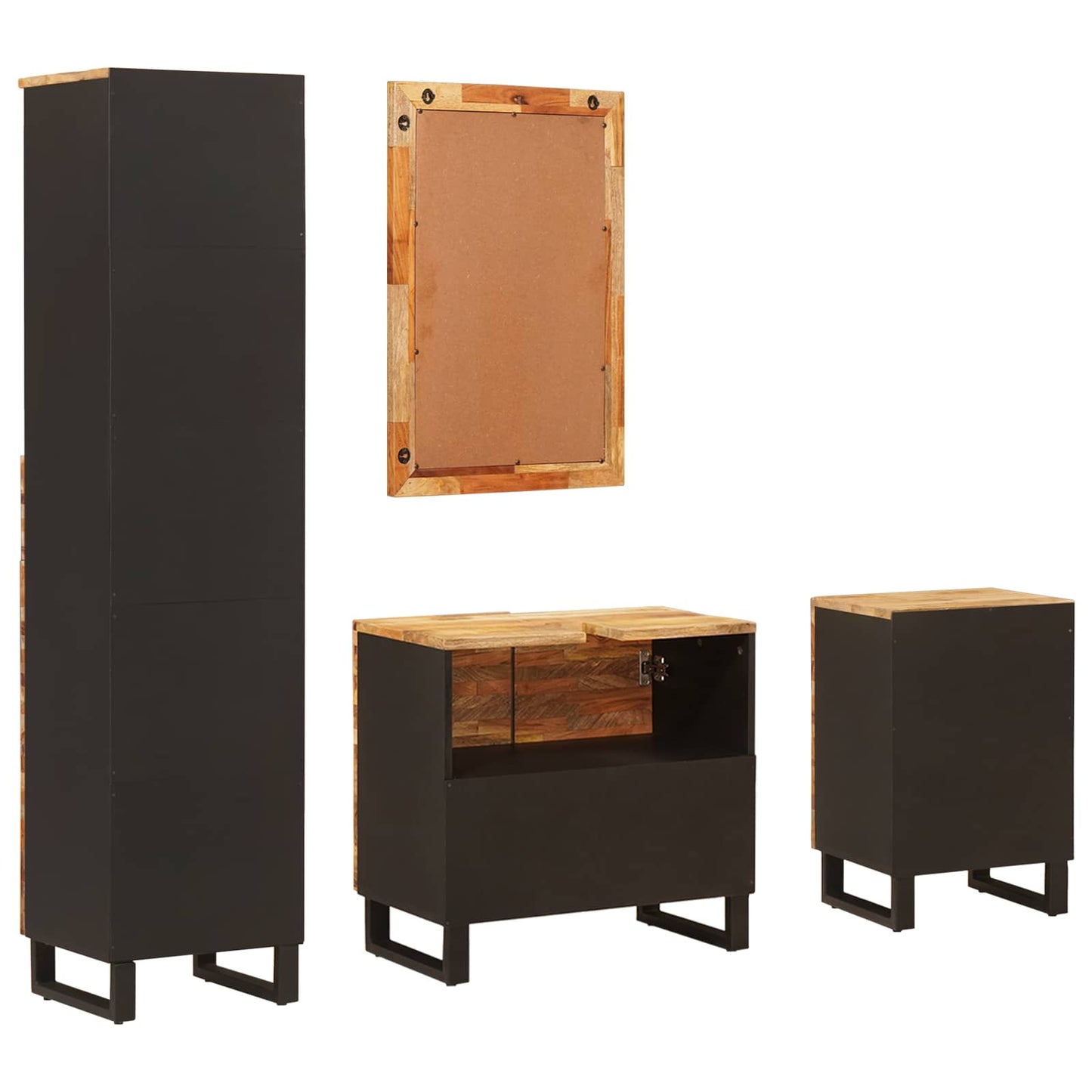vidaXL Bathroom Sets with Drawer with Shelf Natural Solid Mango Wood