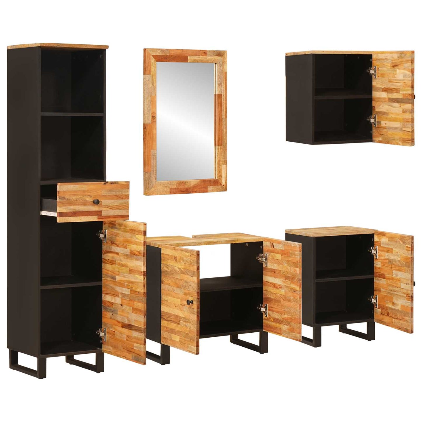 vidaXL Bathroom Sets with Drawer 5 pcs Natural Solid Mango Wood