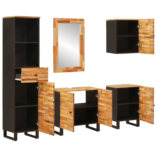 vidaXL Bathroom Sets with Drawer 5 pcs Natural Solid Mango Wood