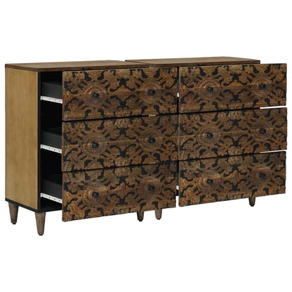 vidaXL Sideboard 2 pcs Brown 60 x 33.5 x 75 cm Solid Mango Wood