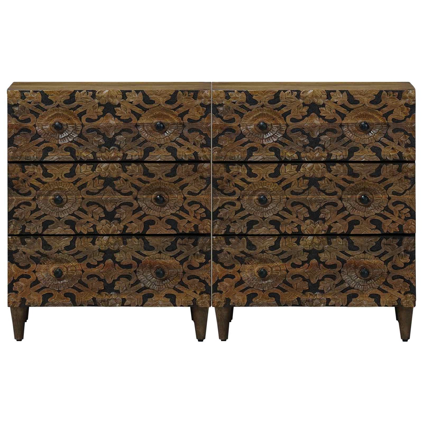 vidaXL Sideboard 2 pcs Brown 60 x 33.5 x 75 cm Solid Mango Wood