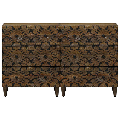 vidaXL Sideboard 2 pcs Brown 60 x 33.5 x 75 cm Solid Mango Wood
