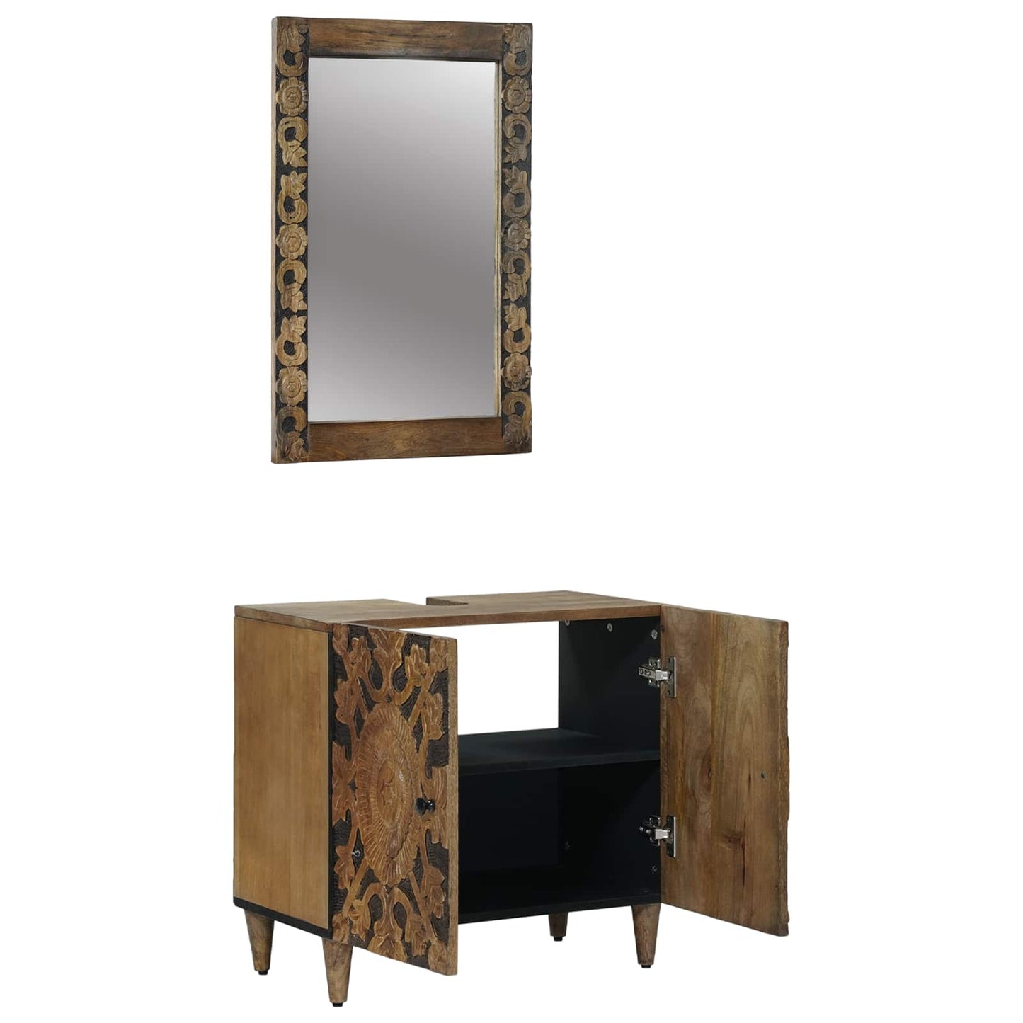 vidaXL Bathroom Furniture Set with Door 2 pcs Brown Solid Mango Wood