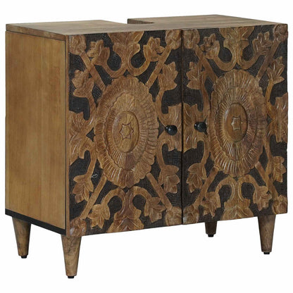 vidaXL Bathroom Furniture Set with Door 2 pcs Brown Solid Mango Wood