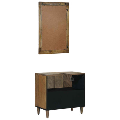 vidaXL Bathroom Furniture Set with Door 2 pcs Brown Solid Mango Wood