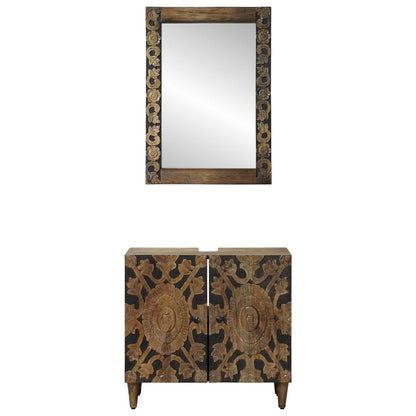 vidaXL Bathroom Furniture Set with Door 2 pcs Brown Solid Mango Wood