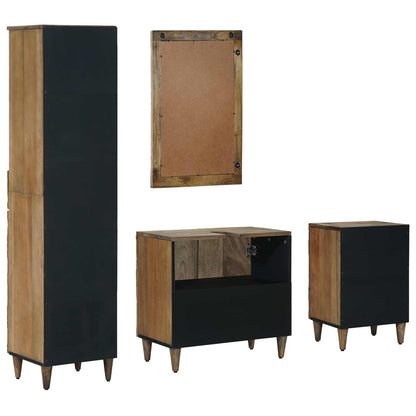 vidaXL Bathroom Furniture Set with Drawer 4 pcs Brown Solid Mango Wood