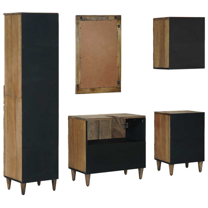 vidaXL Bathroom Furniture Set with Drawer 5 pcs Brown Solid Mango Wood