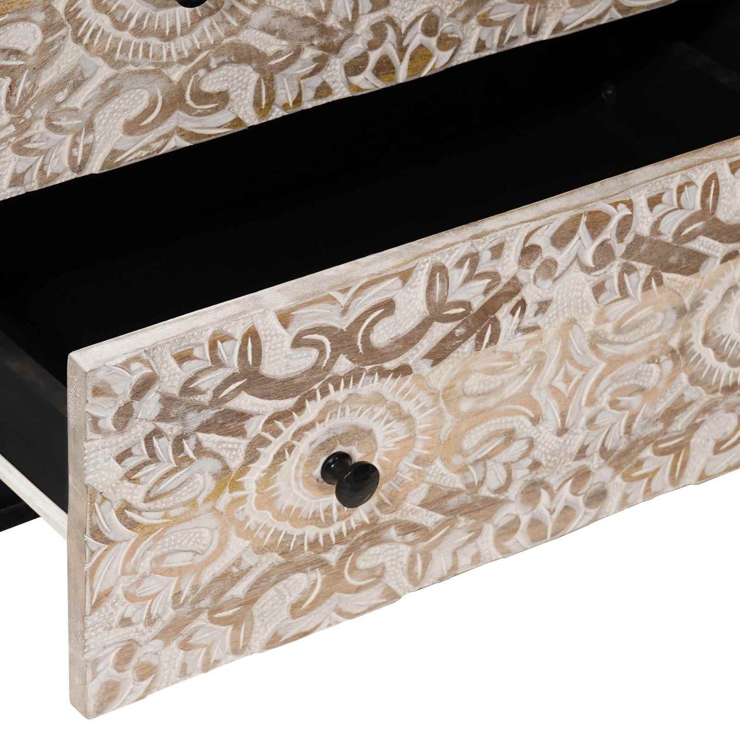 vidaXL Sideboard 2 pcs White 60 x 33.5 x 75 cm Solid Mango Wood