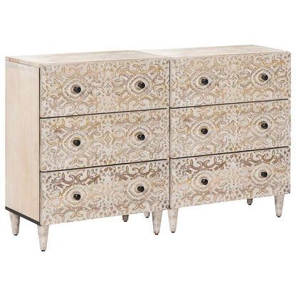 vidaXL Sideboard 2 pcs White 60 x 33.5 x 75 cm Solid Mango Wood
