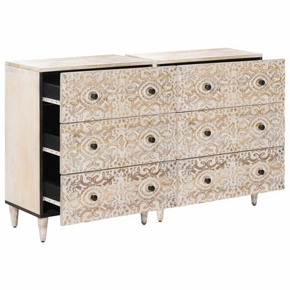 vidaXL Sideboard 2 pcs White 60 x 33.5 x 75 cm Solid Mango Wood