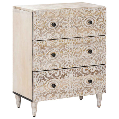 vidaXL Sideboard 2 pcs White 60 x 33.5 x 75 cm Solid Mango Wood