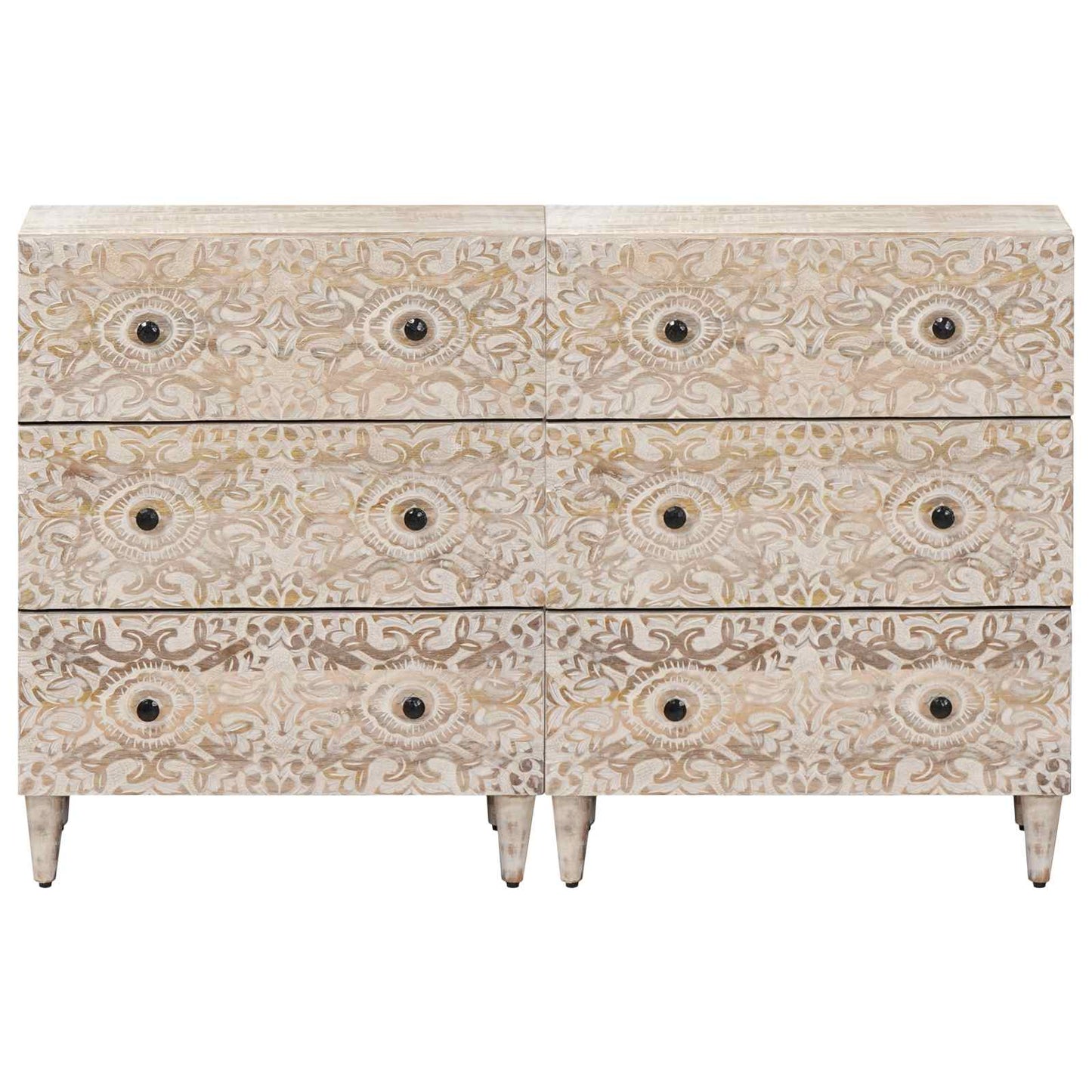 vidaXL Sideboard 2 pcs White 60 x 33.5 x 75 cm Solid Mango Wood