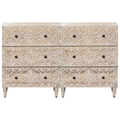 vidaXL Sideboard 2 pcs White 60 x 33.5 x 75 cm Solid Mango Wood
