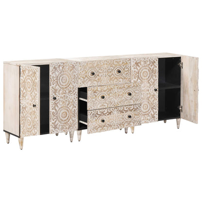 vidaXL Sideboard 3 pcs White 60 x 33.5 x 75 cm Solid Mango Wood