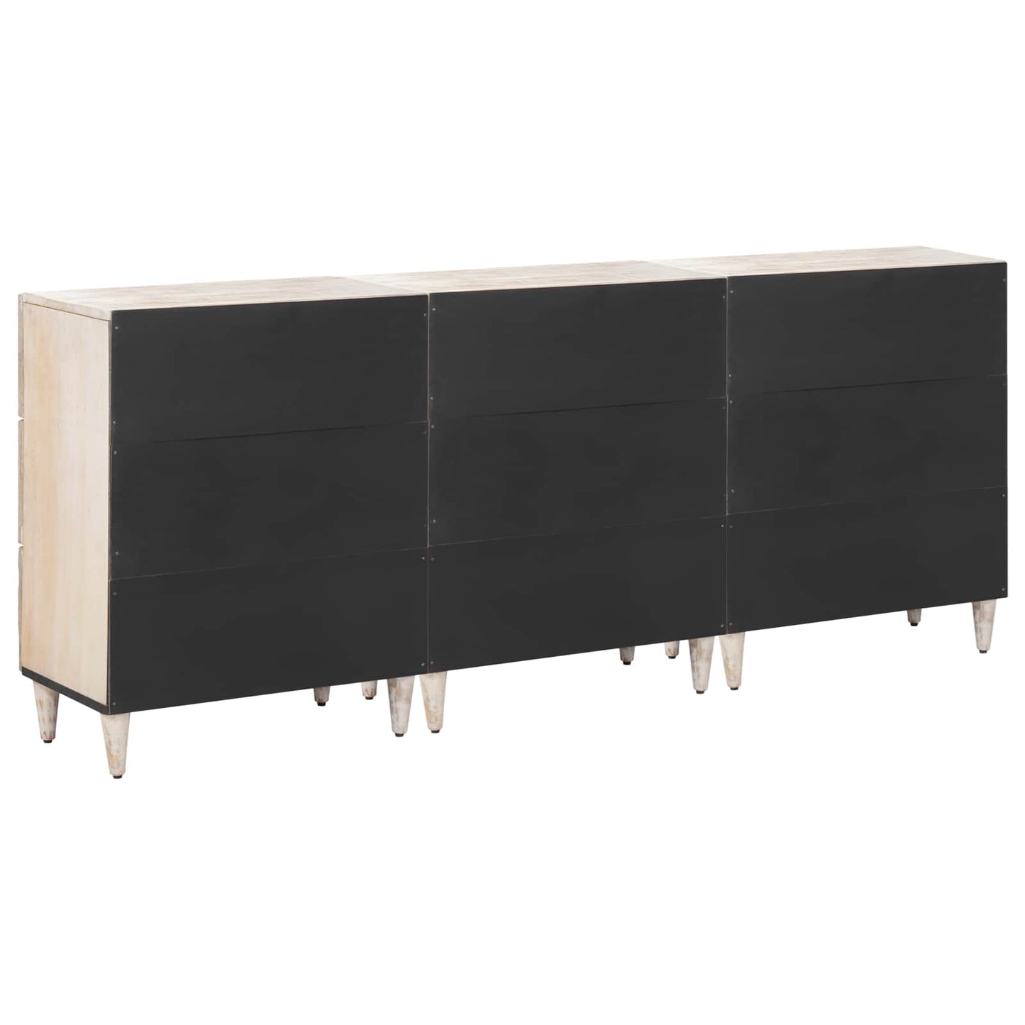 vidaXL Sideboard 3 pcs White 60 x 33.5 x 75 cm Solid Mango Wood