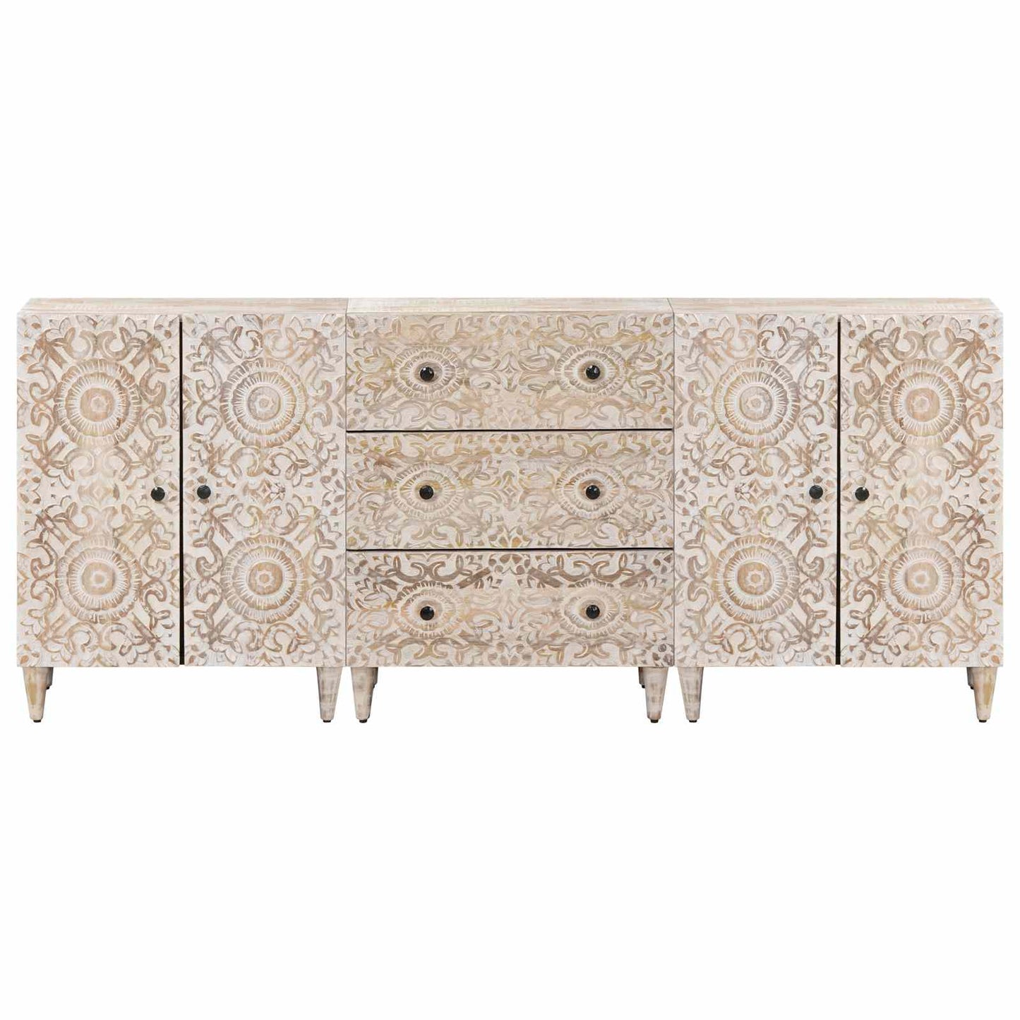 vidaXL Sideboard 3 pcs White 60 x 33.5 x 75 cm Solid Mango Wood