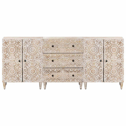 vidaXL Sideboard 3 pcs White 60 x 33.5 x 75 cm Solid Mango Wood