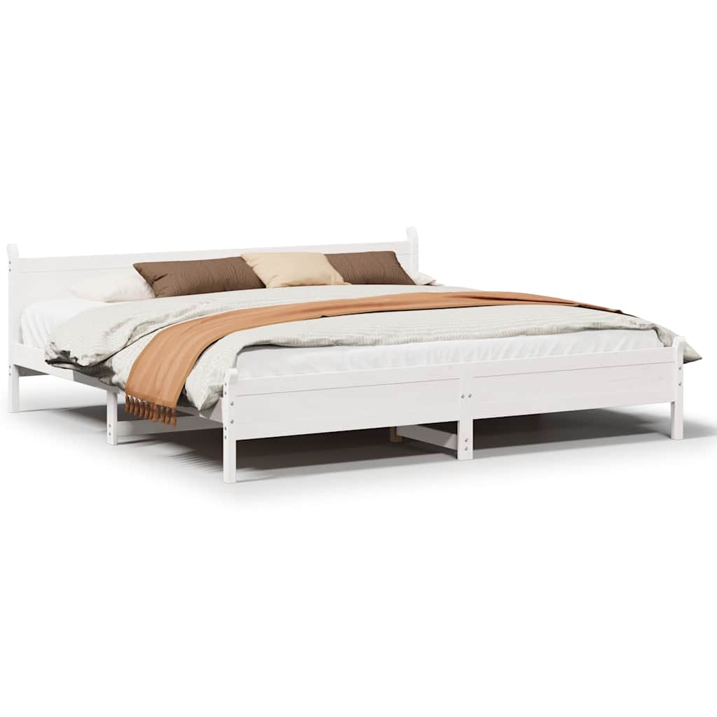 vidaXL Bed Frame without Mattress White 200x200 cm Solid Wood Pine