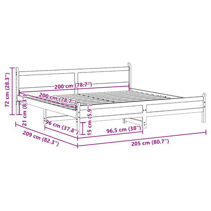 vidaXL Bed Frame without Mattress White 200x200 cm Solid Wood Pine