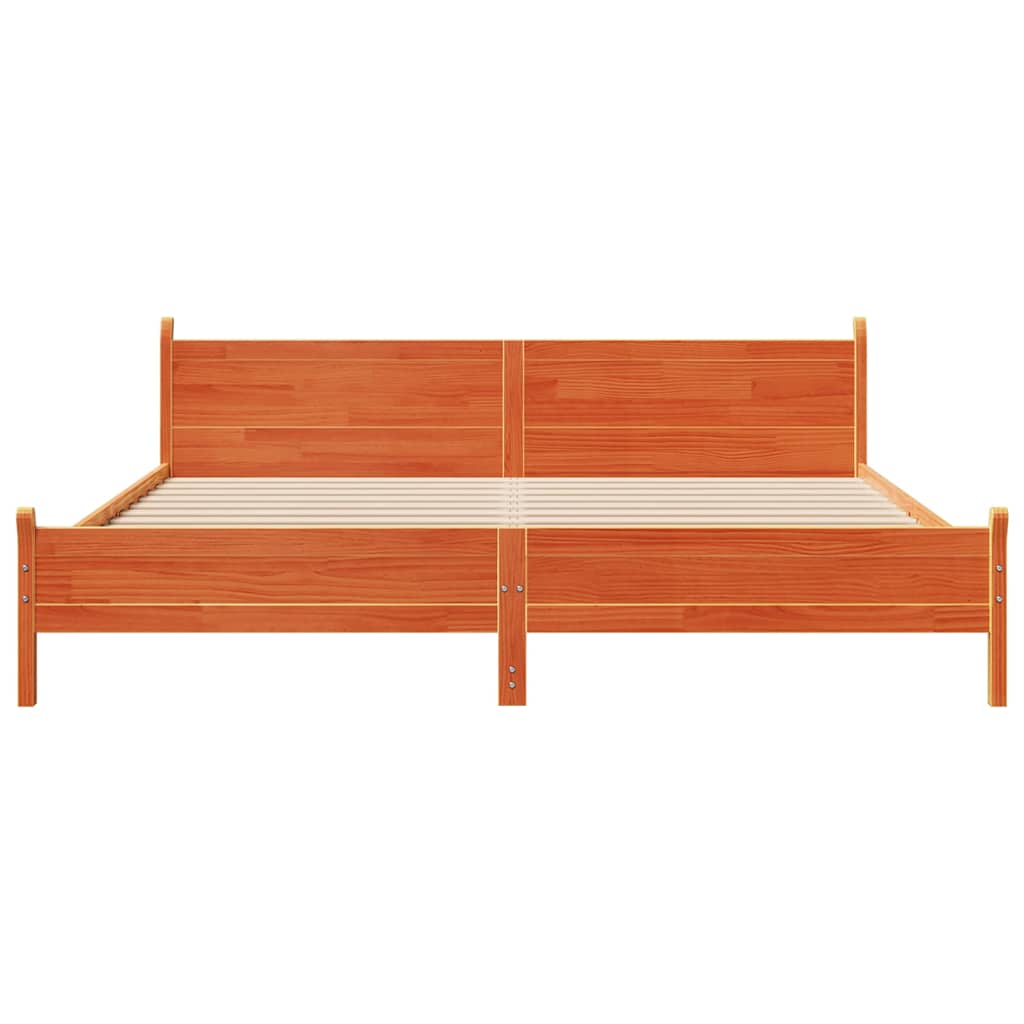 vidaXL Bed Frame without Mattress Wax Brown 200x200 cm Solid Wood Pine