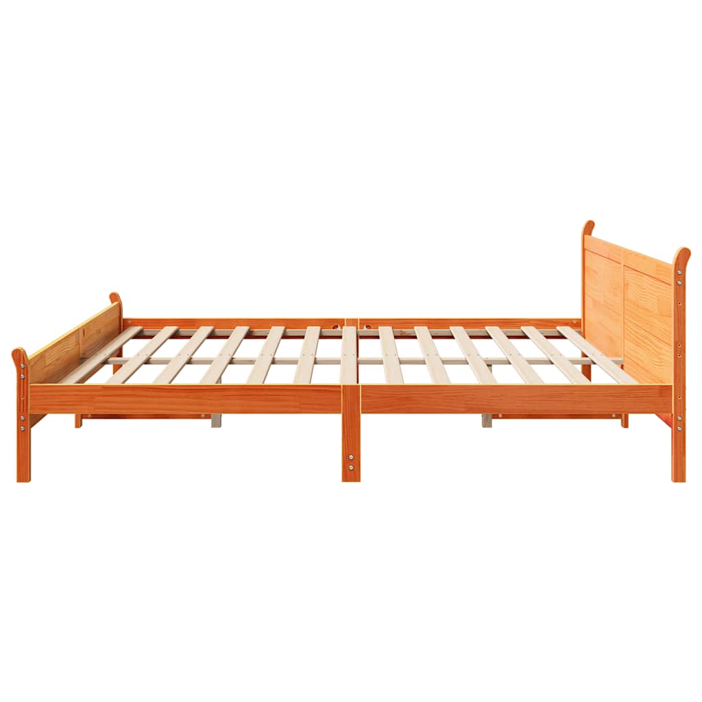 vidaXL Bed Frame without Mattress Wax Brown 200x200 cm Solid Wood Pine