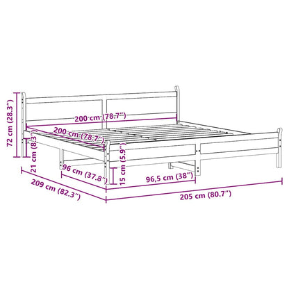 vidaXL Bed Frame without Mattress Wax Brown 200x200 cm Solid Wood Pine