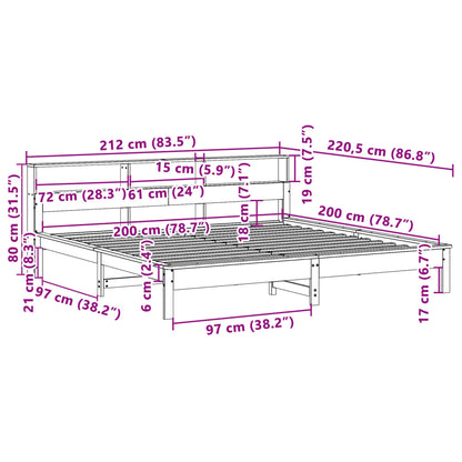 vidaXL Bed Frame without Mattress Wax Brown 200x200 cm Solid Wood Pine