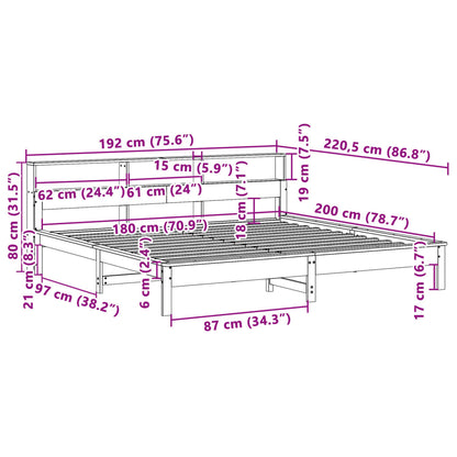 vidaXL Bed Frame without Mattress White 180x200 cm Super King Solid Wood Pine