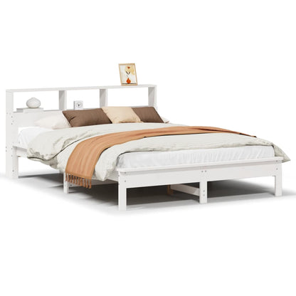 vidaXL Bed Frame | White | Solid pine wood, Plywood | Double | Bed Frame