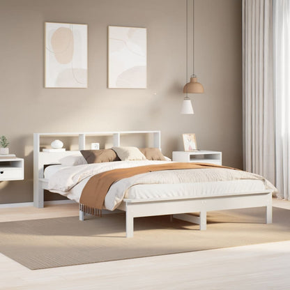 vidaXL Bed Frame | White | Solid pine wood, Plywood | Double | Bed Frame