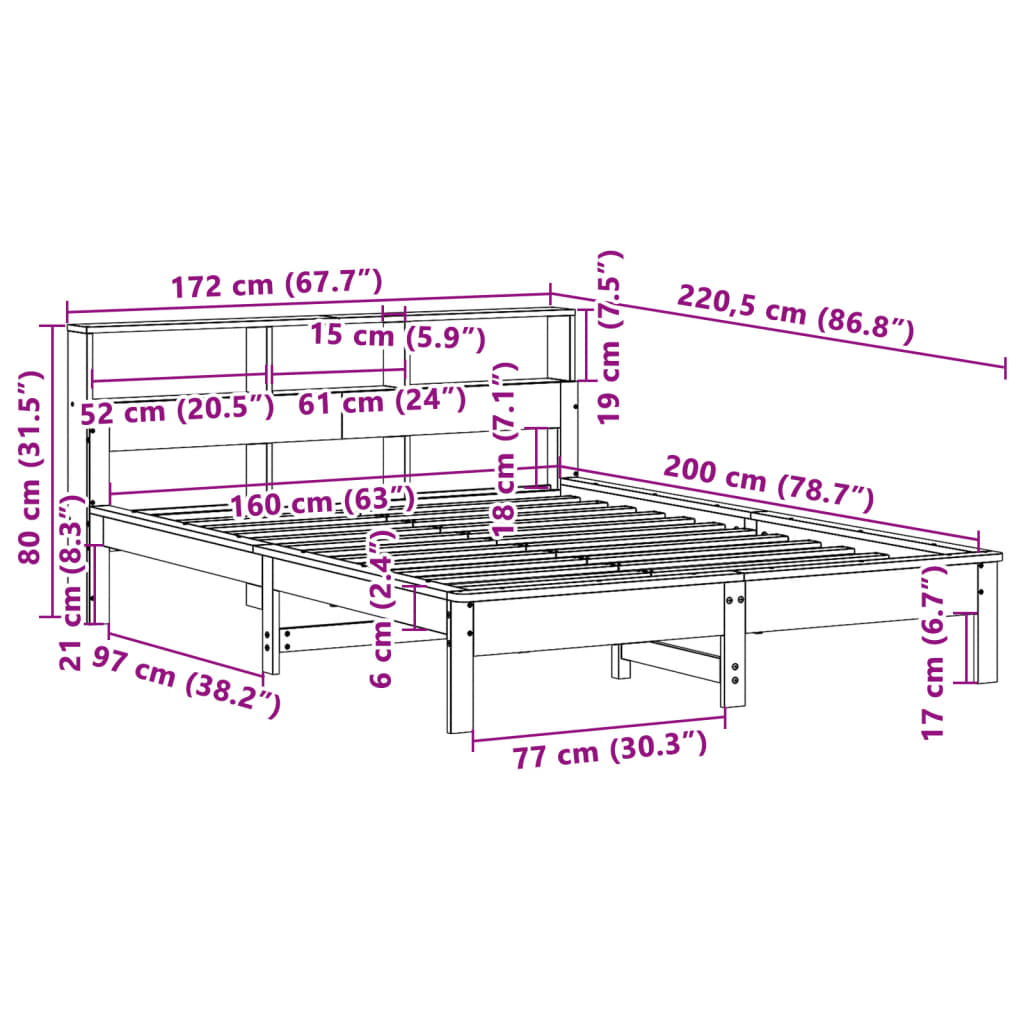 vidaXL Bed Frame | Wax Brown | Solid Pinewood | Double | Stylish and Durable