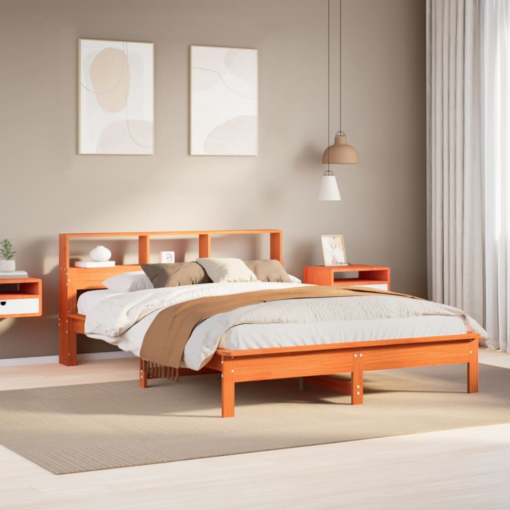 vidaXL Bed Frame | Wax Brown | Solid Pinewood | Double | Stylish and Durable