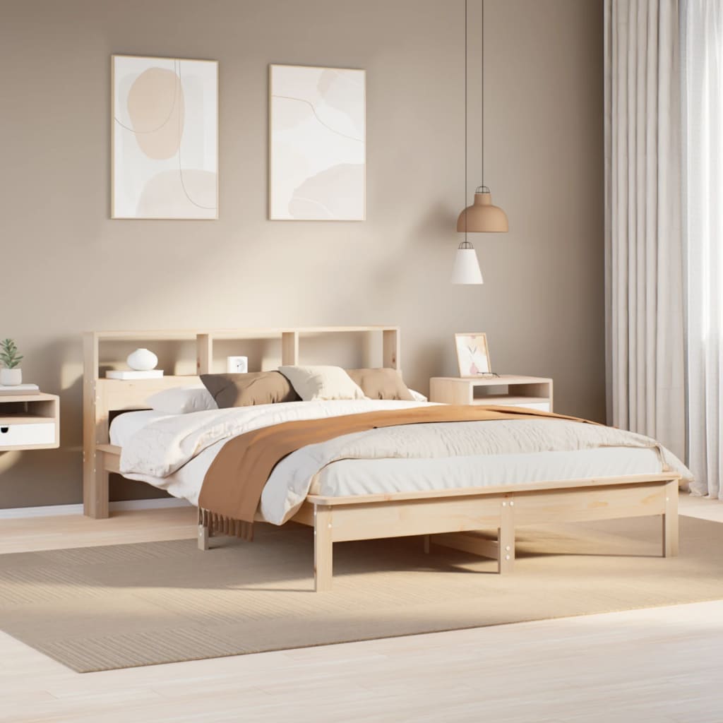 vidaXL Bed Frame | Natural Wood | Solid Pinewood | Double | Bed Frame
