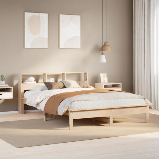 vidaXL Bed Frame | Natural Wood | Solid Pinewood | Double | Bed Frame