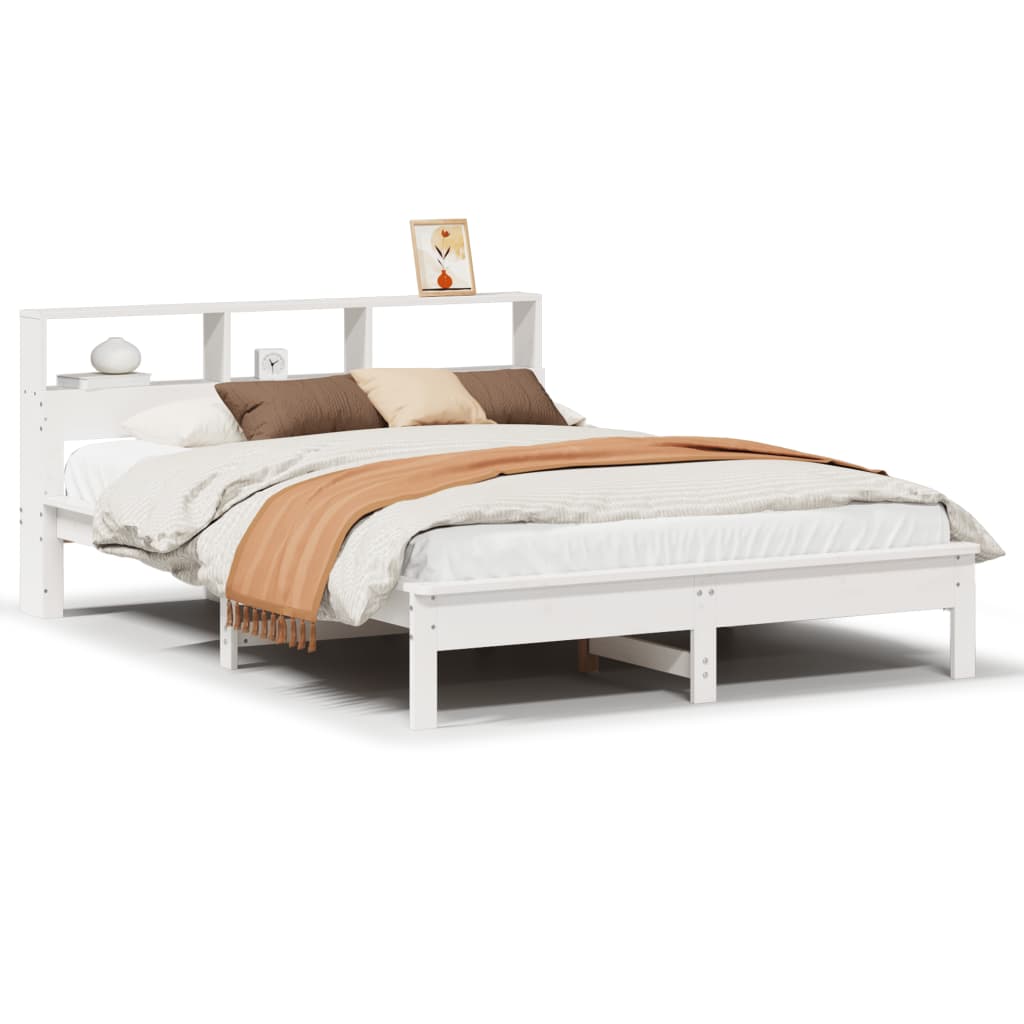 vidaXL Bed Frame without Mattress White 135x190 cm Double Solid Wood Pine