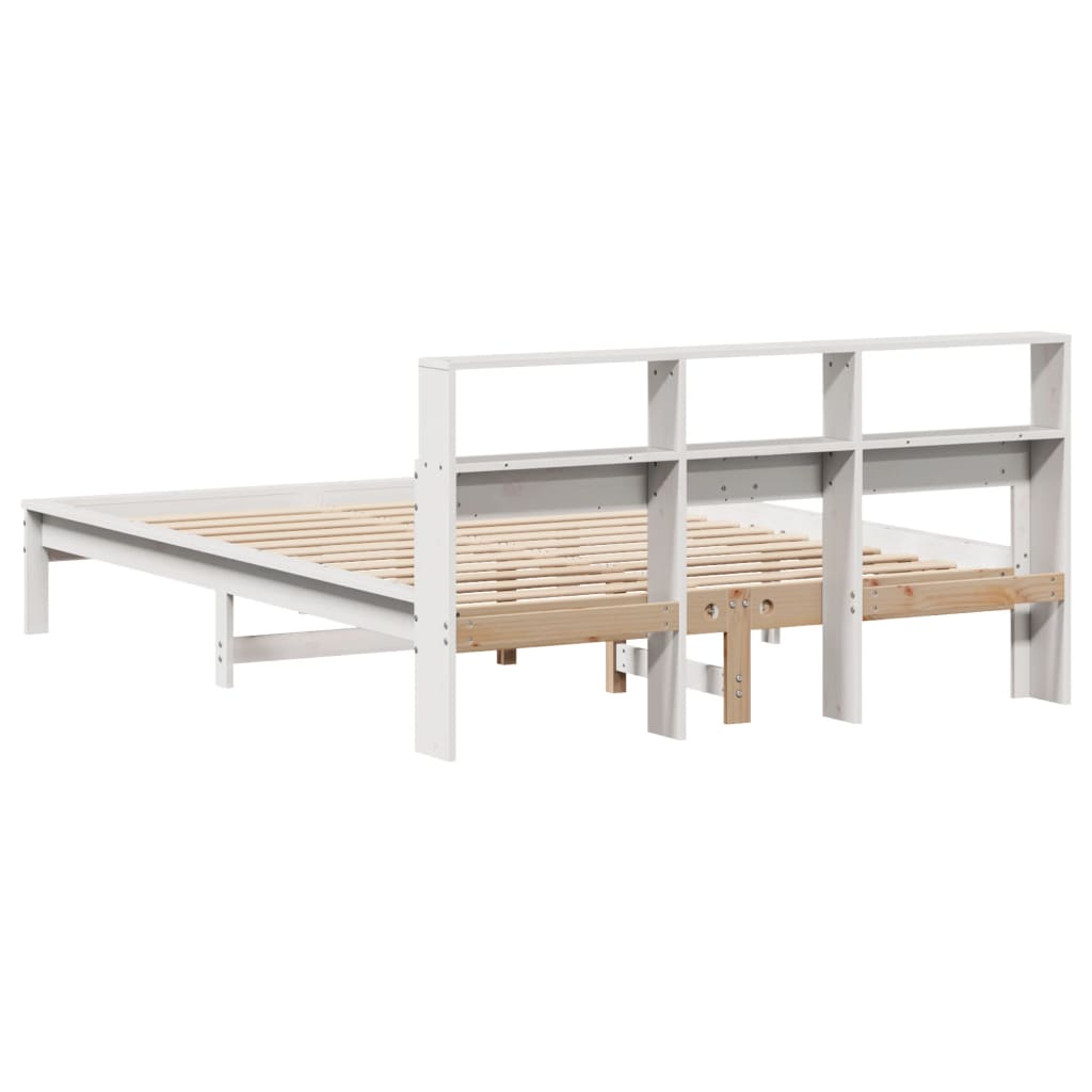 vidaXL Bed Frame without Mattress White 135x190 cm Double Solid Wood Pine