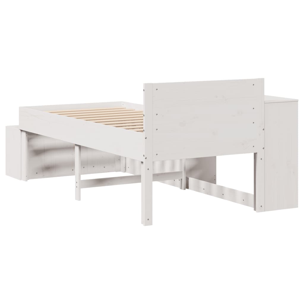 vidaXL Bed Frame without Mattress White 75x190 cm Small Single Solid Wood Pine