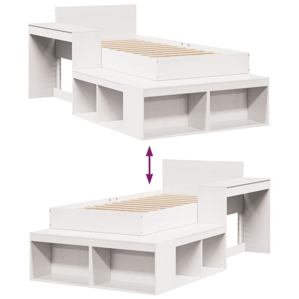 vidaXL Bed Frame without Mattress White 75x190 cm Small Single Solid Wood Pine