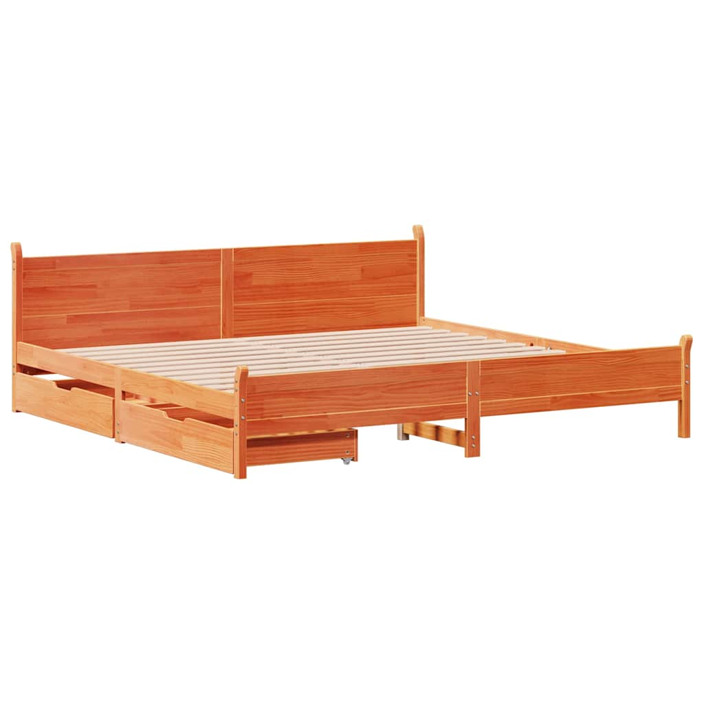 vidaXL Bed Frame without Mattress Wax Brown 200x200 cm Solid Wood Pine