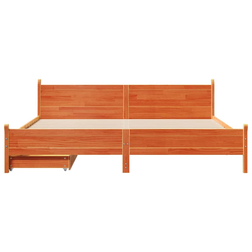 vidaXL Bed Frame without Mattress Wax Brown 200x200 cm Solid Wood Pine