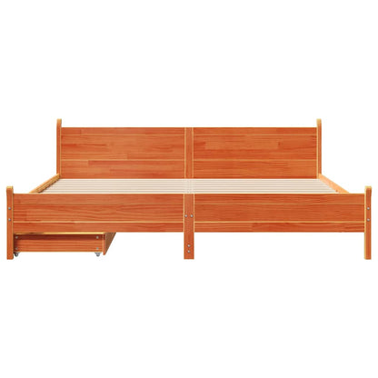 vidaXL Bed Frame without Mattress Wax Brown 200x200 cm Solid Wood Pine