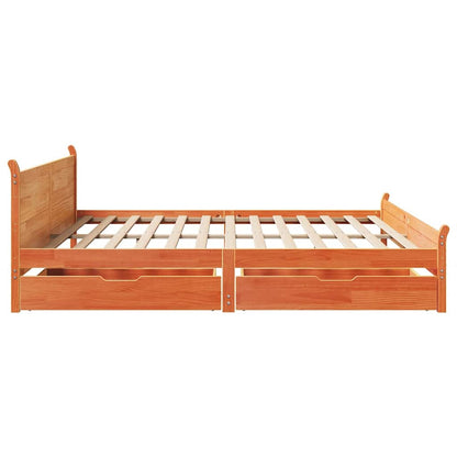 vidaXL Bed Frame without Mattress Wax Brown 200x200 cm Solid Wood Pine