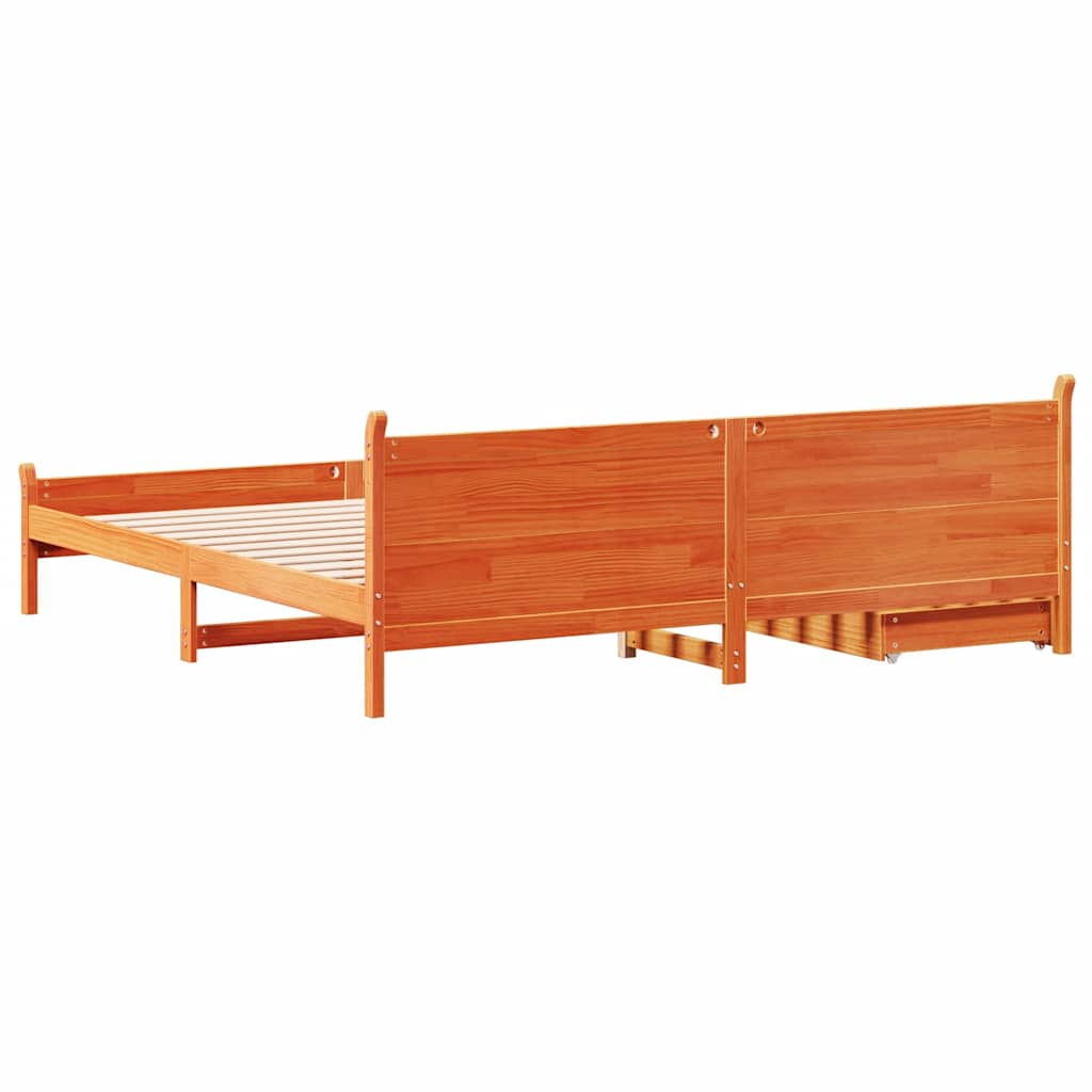 vidaXL Bed Frame without Mattress Wax Brown 200x200 cm Solid Wood Pine